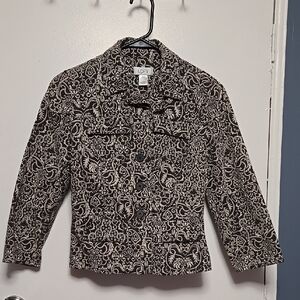 LOFT Brown and Cream Patterned Jacket